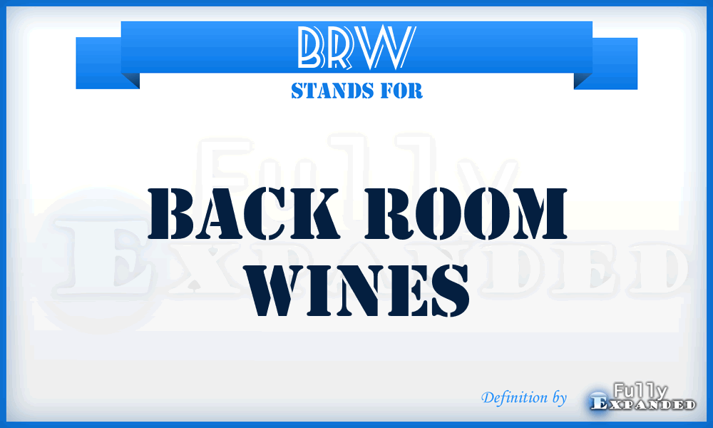 BRW - Back Room Wines