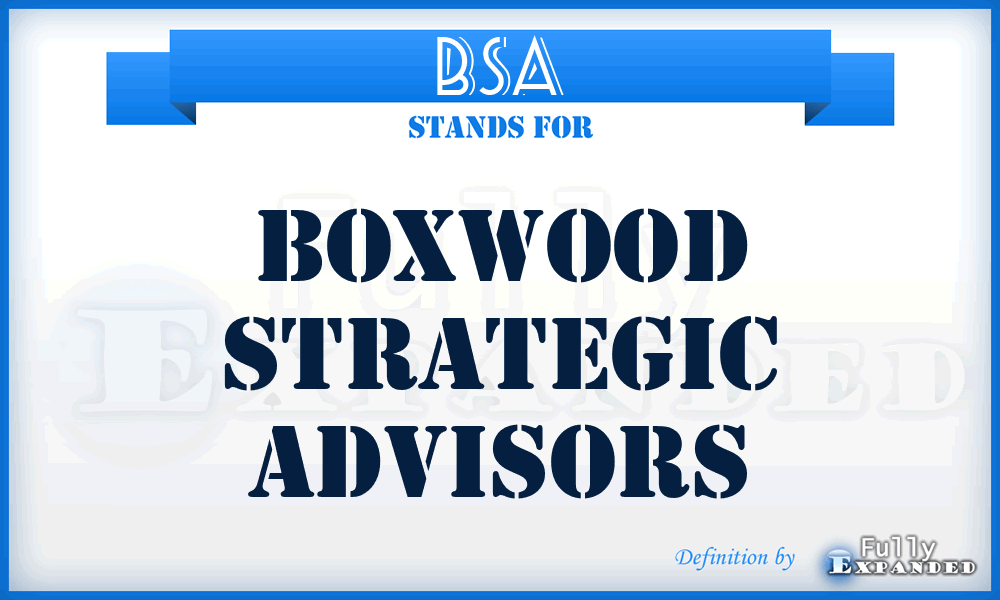 BSA - Boxwood Strategic Advisors