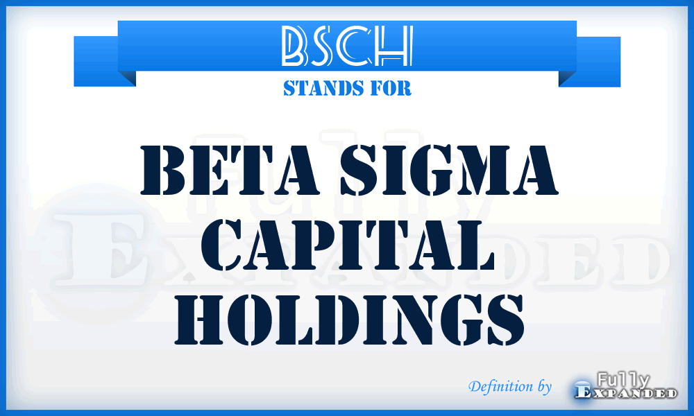 BSCH - Beta Sigma Capital Holdings