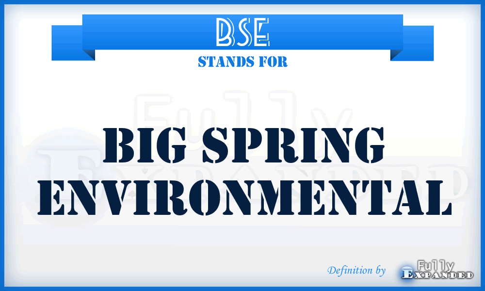 BSE - Big Spring Environmental