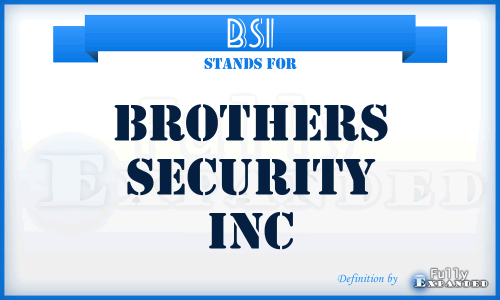 BSI - Brothers Security Inc