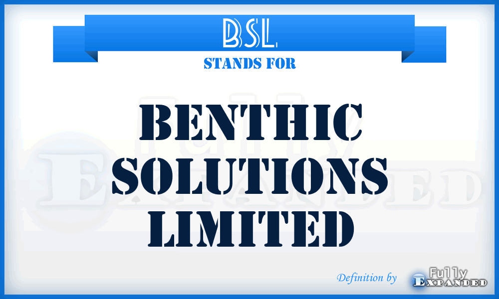 BSL - Benthic Solutions Limited