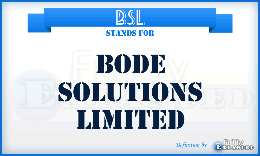 BSL - Bode Solutions Limited