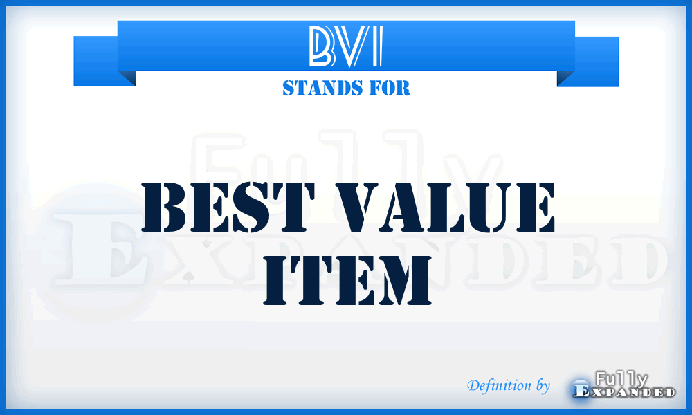 BVI - Best Value Item