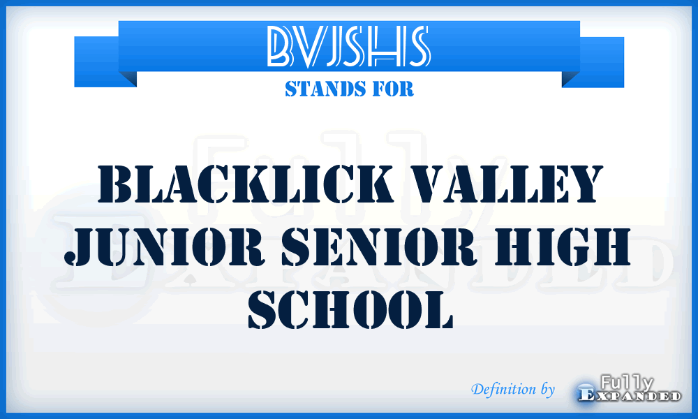 BVJSHS - Blacklick Valley Junior Senior High School