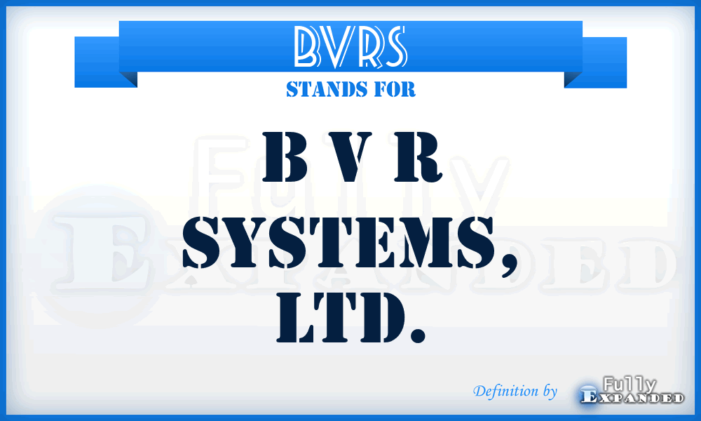 BVRS - B V R Systems, LTD.