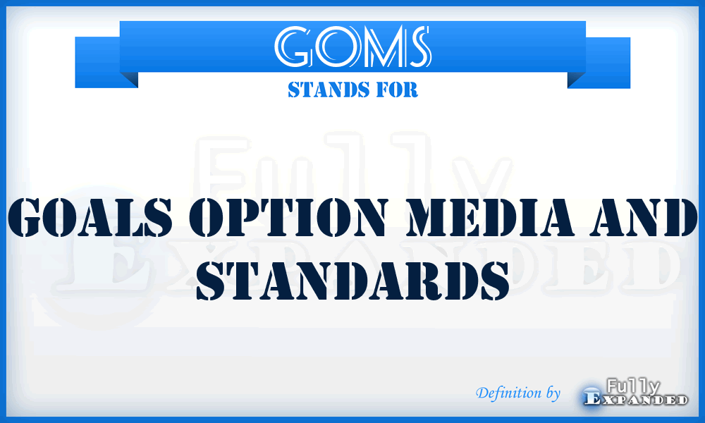 GOMS - Goals Option Media And Standards