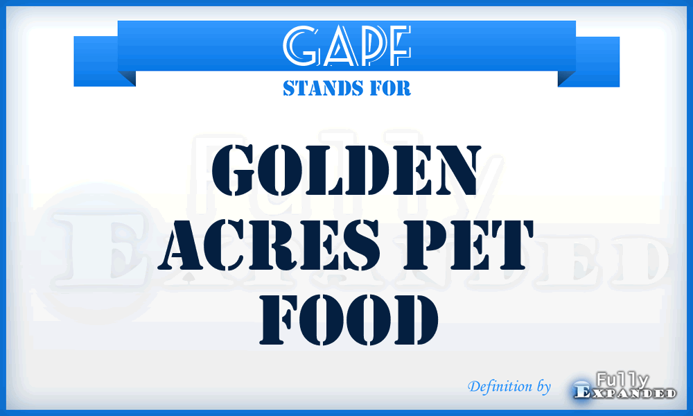 GAPF - Golden Acres Pet Food