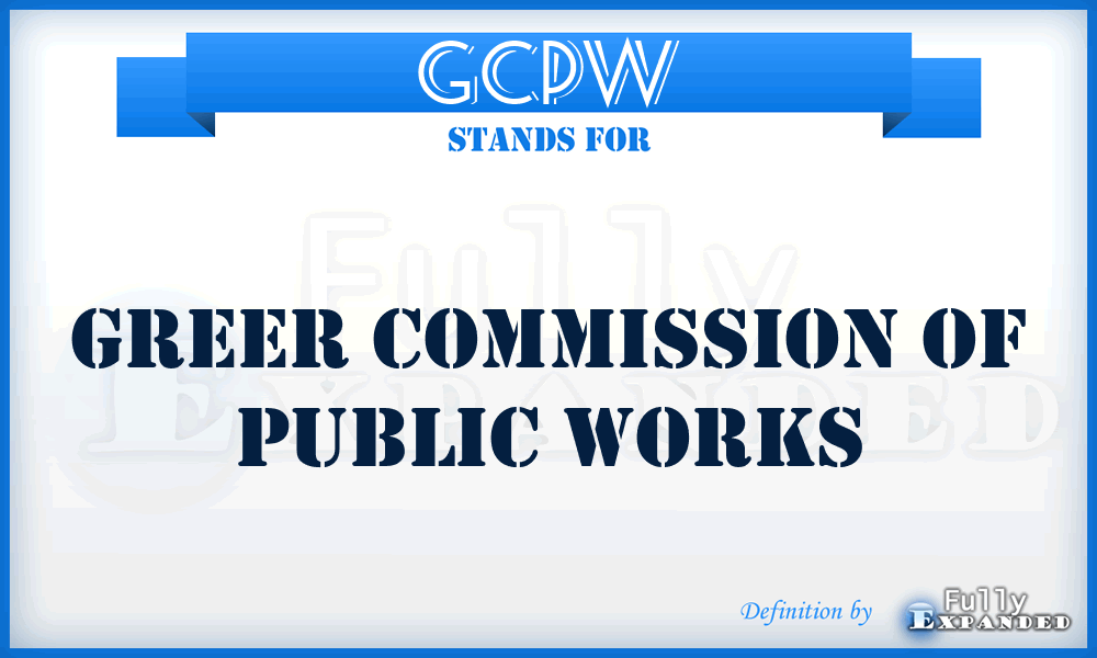GCPW - Greer Commission of Public Works