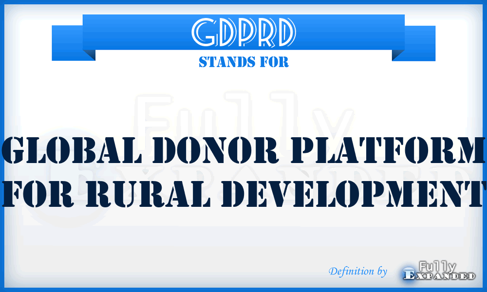 GDPRD - Global Donor Platform for Rural Development