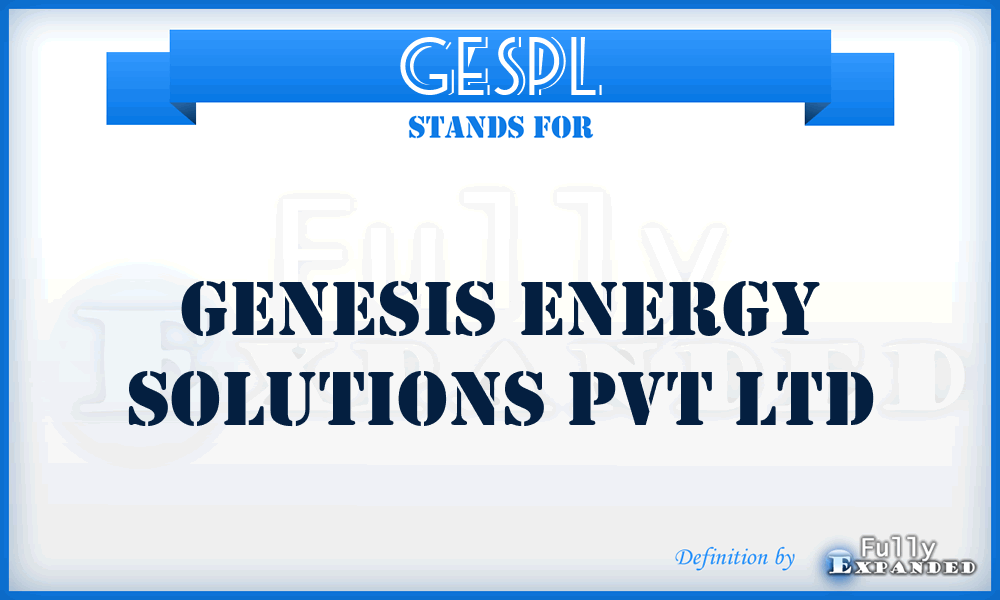 GESPL - Genesis Energy Solutions Pvt Ltd
