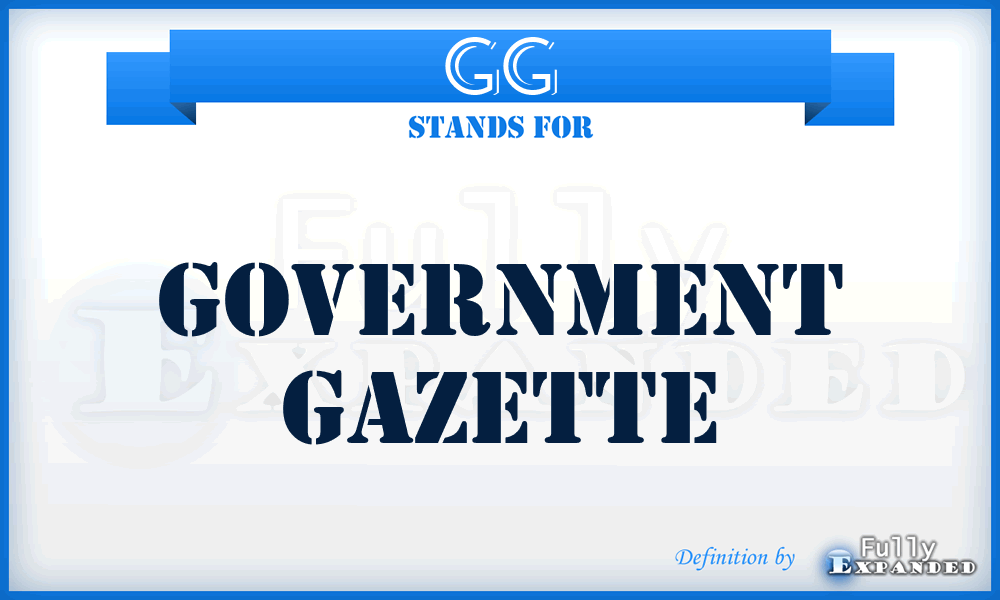 GG - Government Gazette