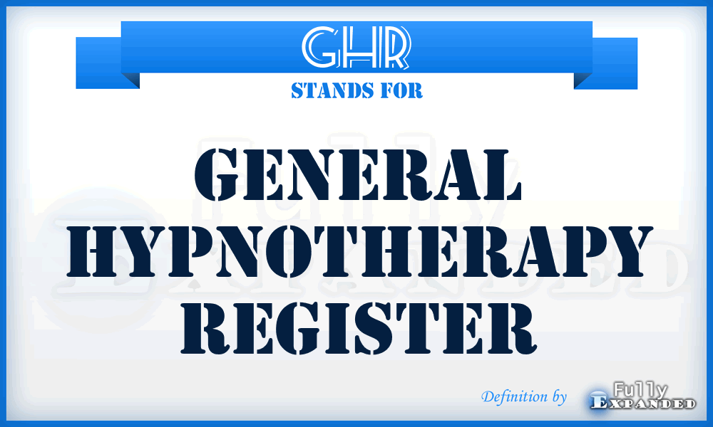 GHR - General Hypnotherapy Register