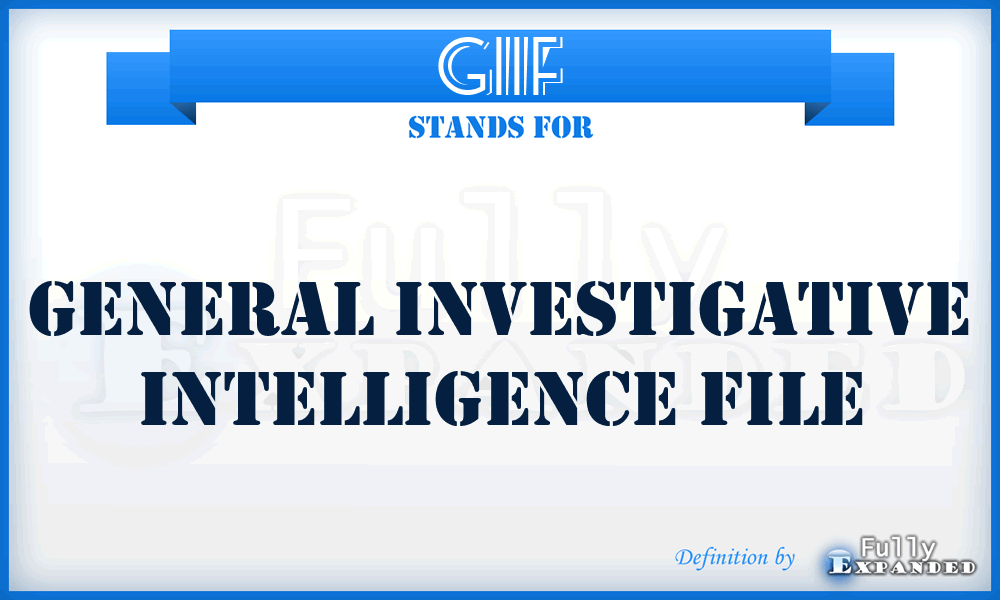 GIIF - General Investigative Intelligence File