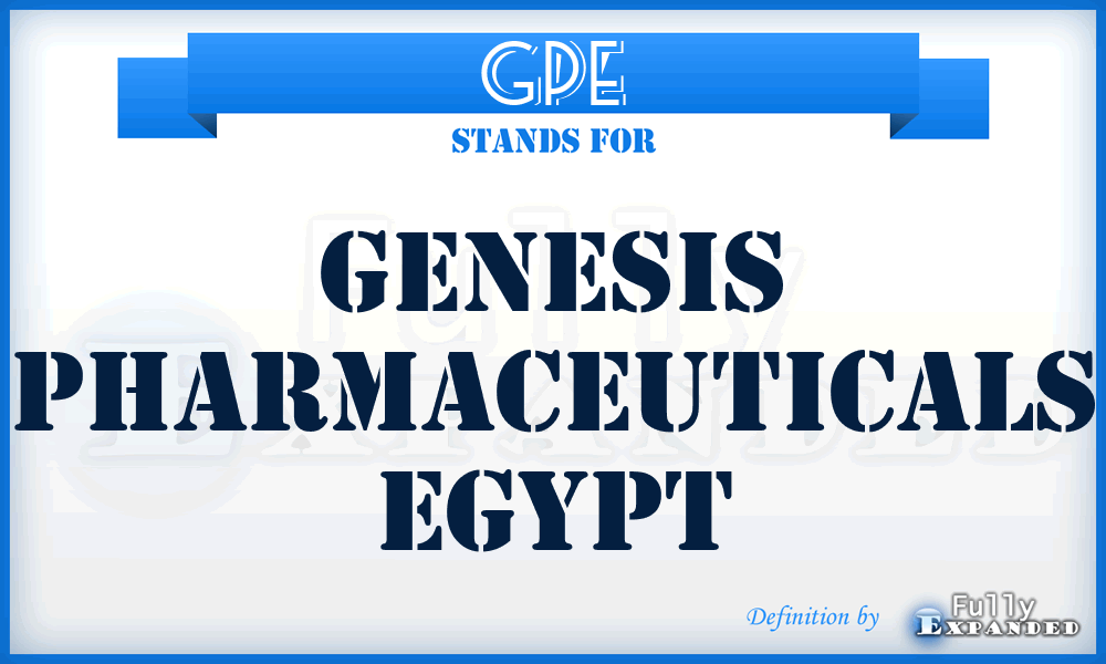 GPE - Genesis Pharmaceuticals Egypt