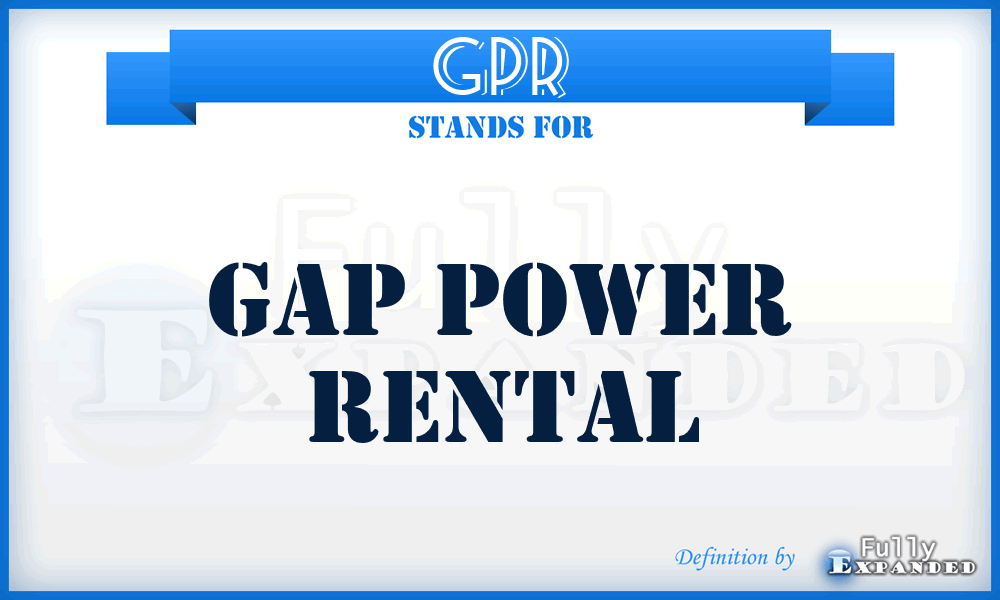 GPR - Gap Power Rental