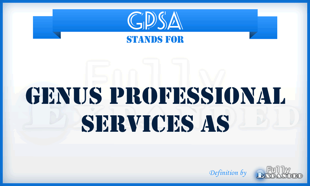 GPSA - Genus Professional Services As