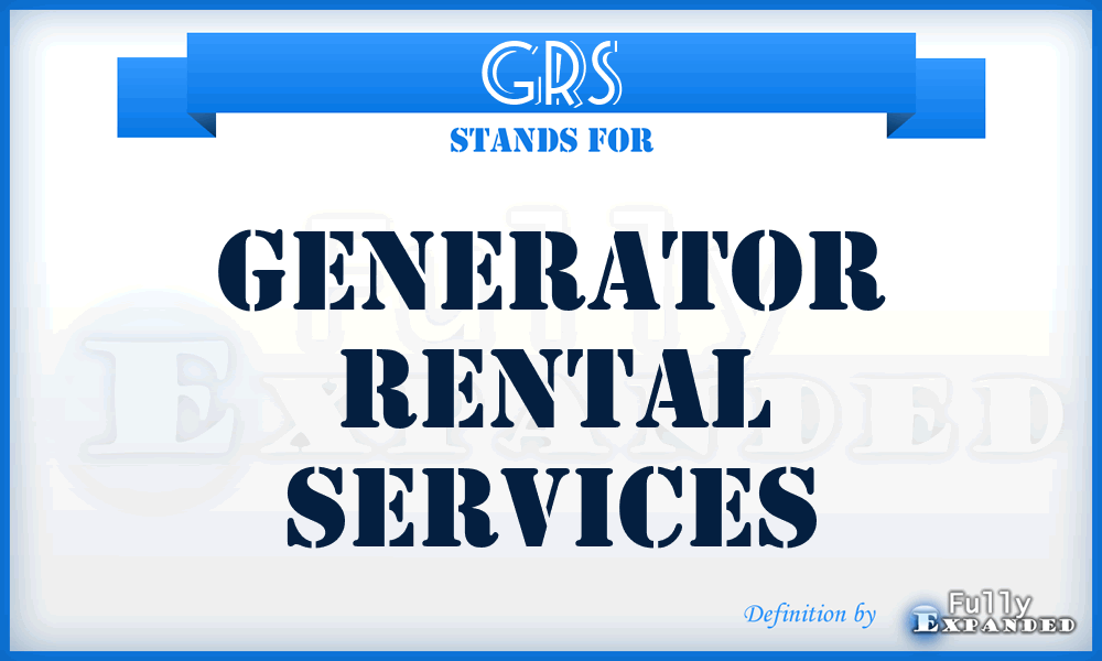 GRS - Generator Rental Services