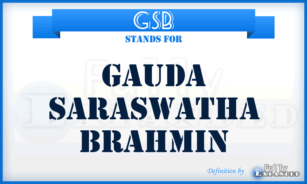 GSB - Gauda Saraswatha Brahmin