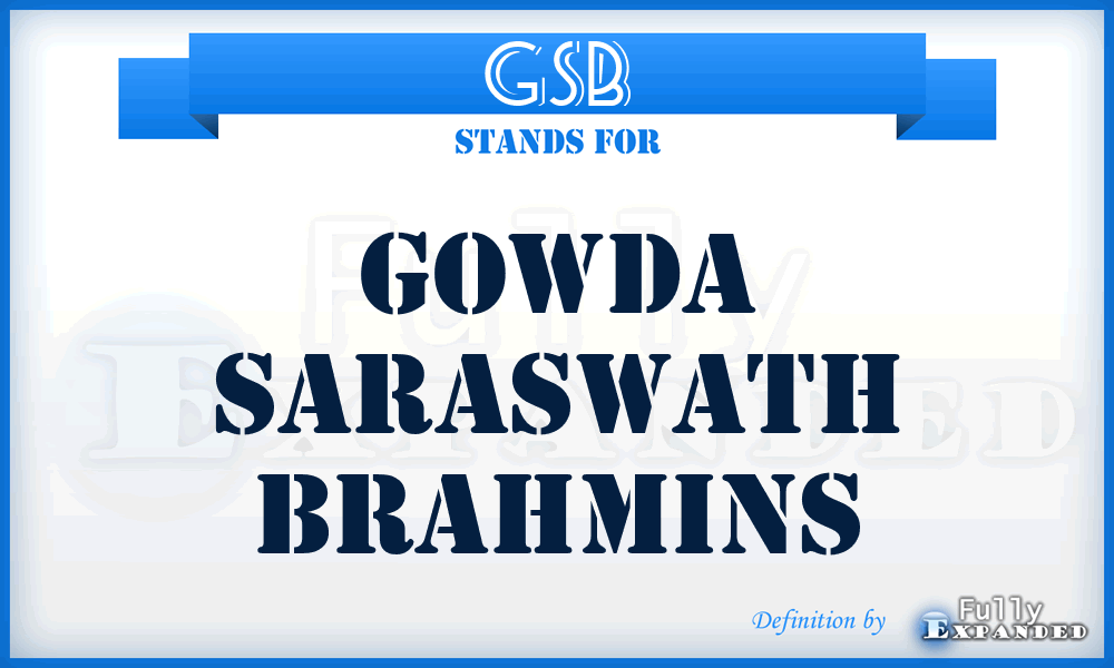 GSB - Gowda Saraswath Brahmins