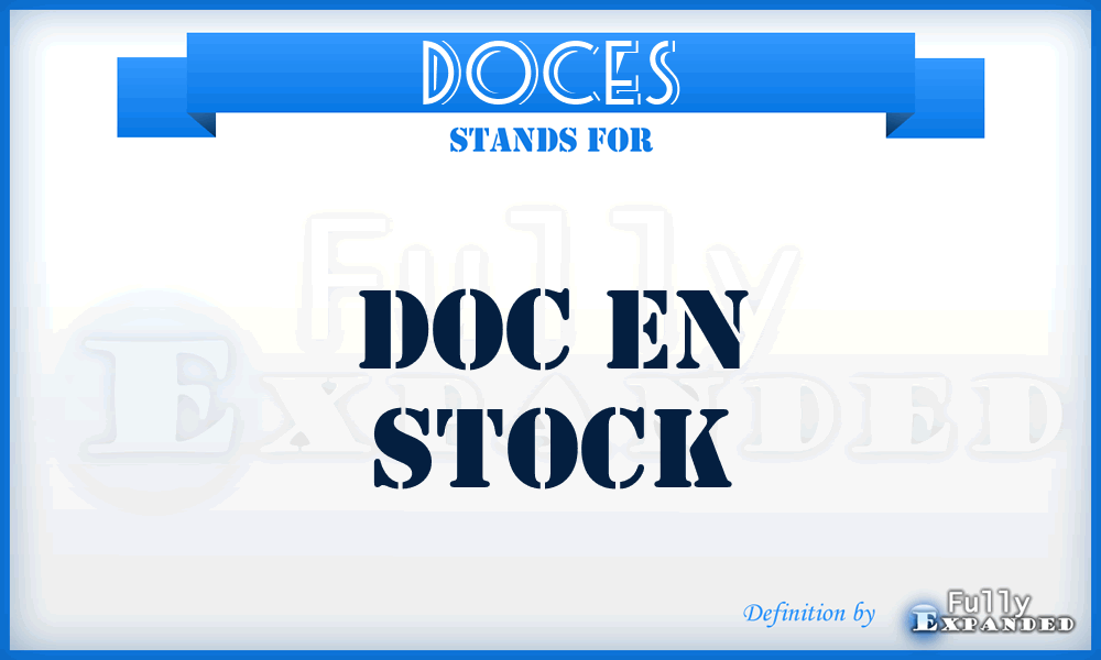 DOCES - DOC En Stock