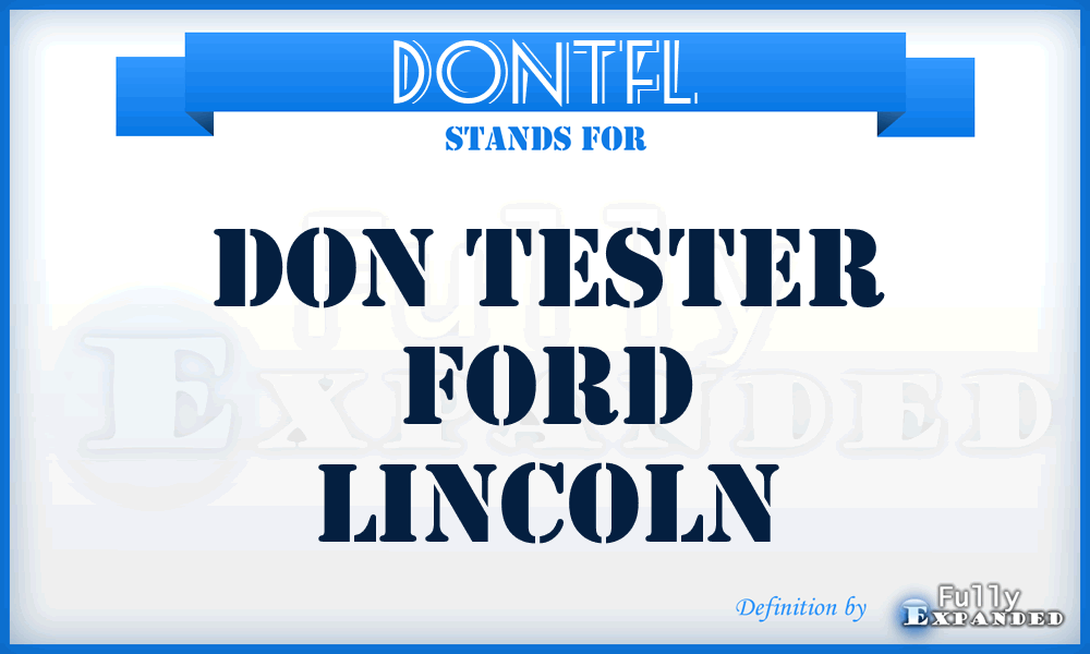 DONTFL - DON Tester Ford Lincoln