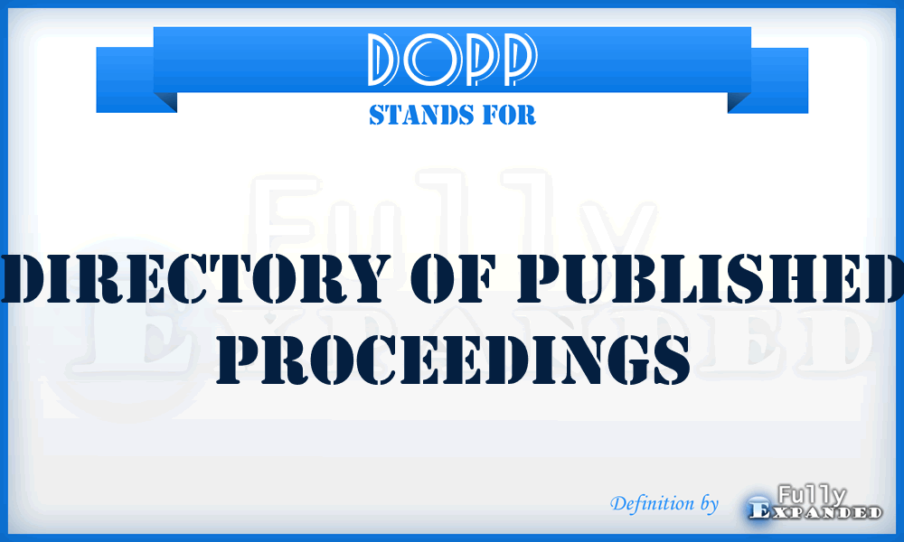 DOPP - Directory of Published Proceedings