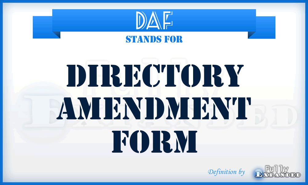 DAF - Directory Amendment Form