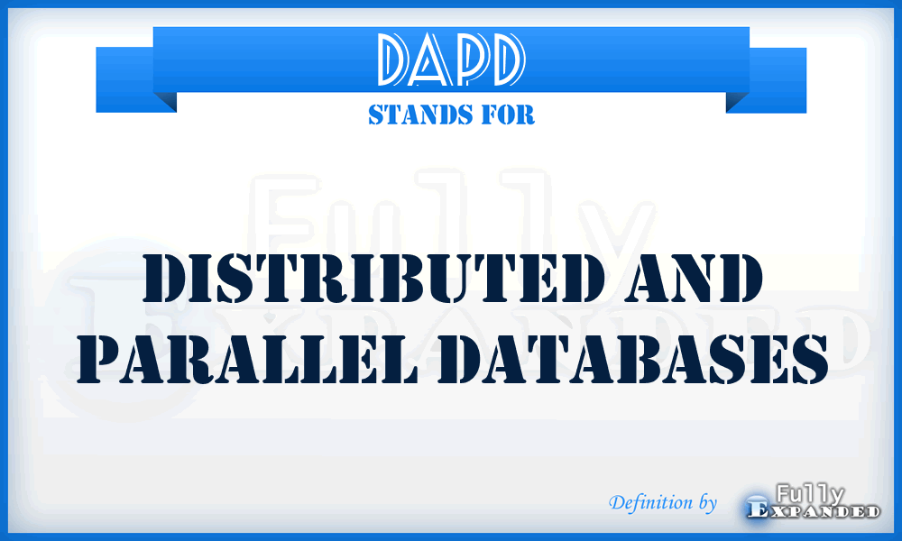 DAPD - Distributed and Parallel Databases