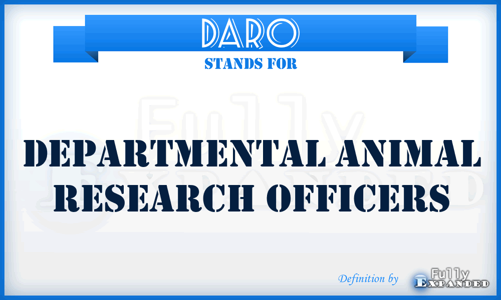 DARO - Departmental Animal Research Officers
