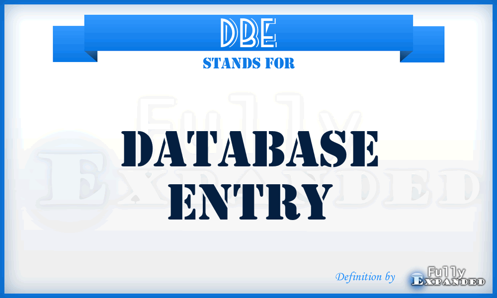 DBE - database entry