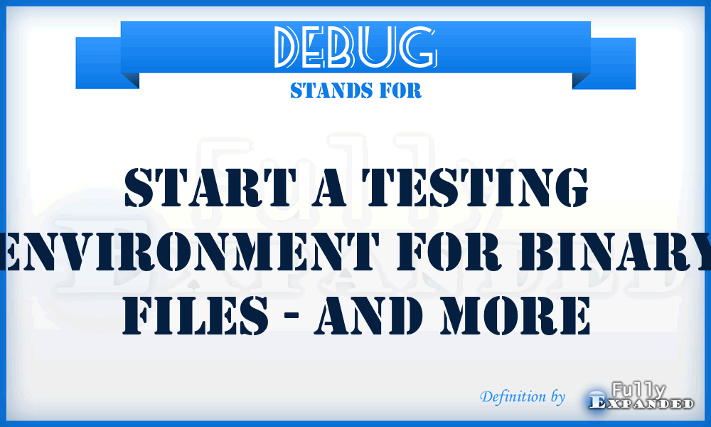 DEBUG - start a testing environment for binary files - and more