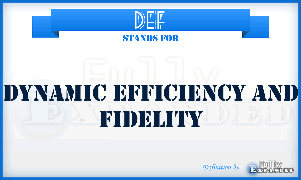 DEF - Dynamic Efficiency And Fidelity