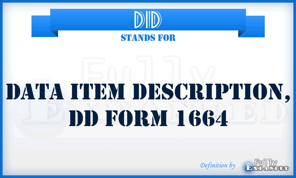 DID - Data Item Description, DD Form 1664