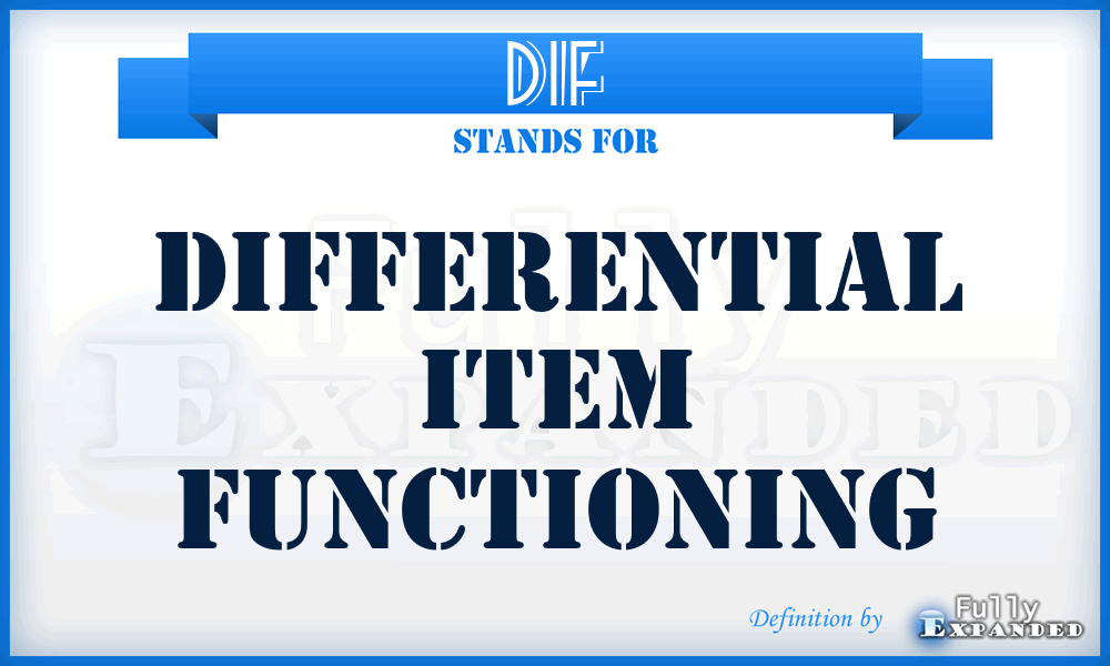 DIF - Differential Item Functioning