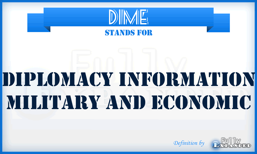 DIME - Diplomacy Information Military and Economic