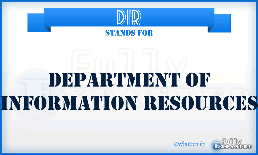 DIR - DEPARTMENT OF INFORMATION RESOURCES