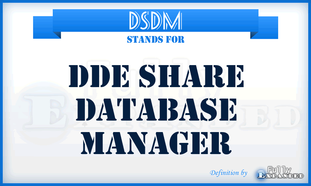 DSDM - Dde Share Database Manager