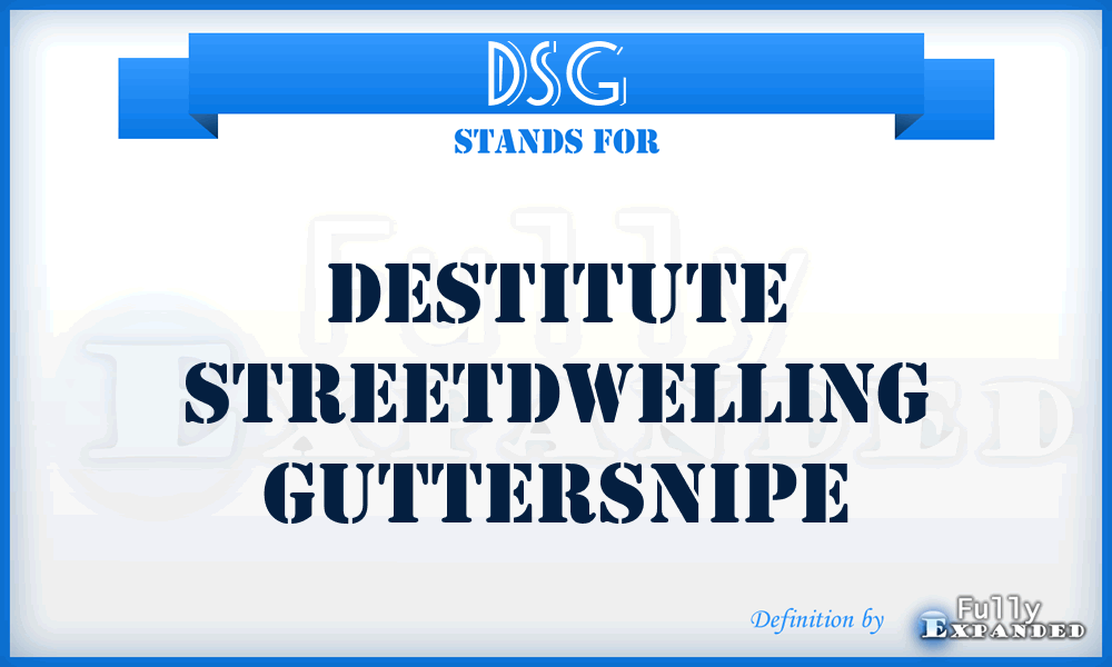 DSG - Destitute Streetdwelling Guttersnipe