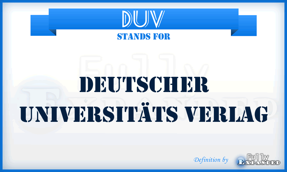 DUV - Deutscher Universitäts Verlag