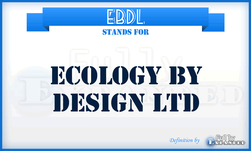 EBDL - Ecology By Design Ltd