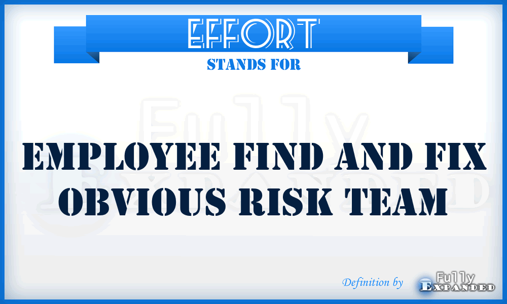 EFFORT - Employee Find and Fix Obvious Risk Team