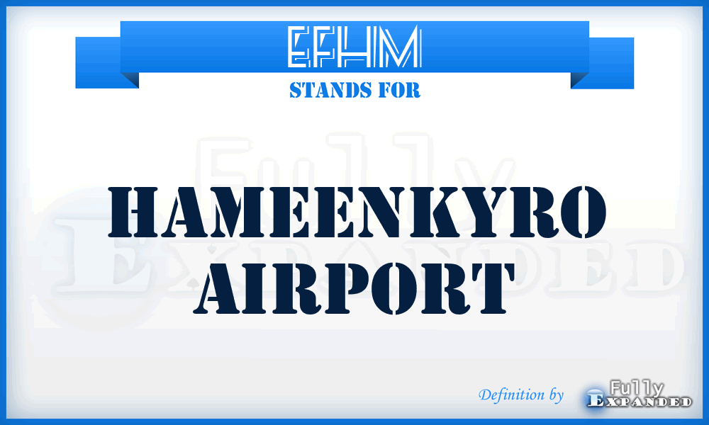 EFHM - Hameenkyro airport