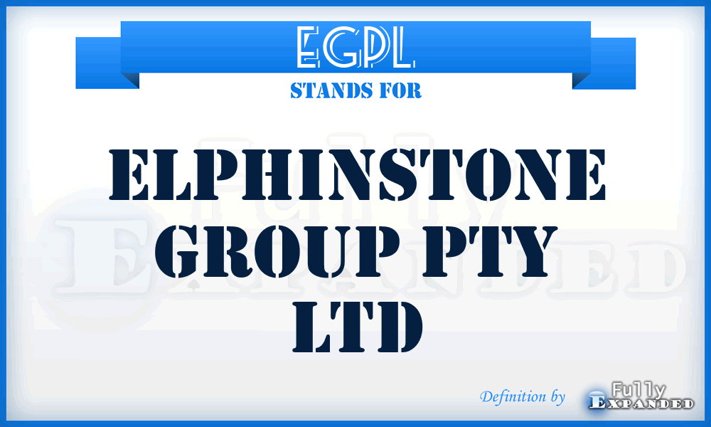 EGPL - Elphinstone Group Pty Ltd