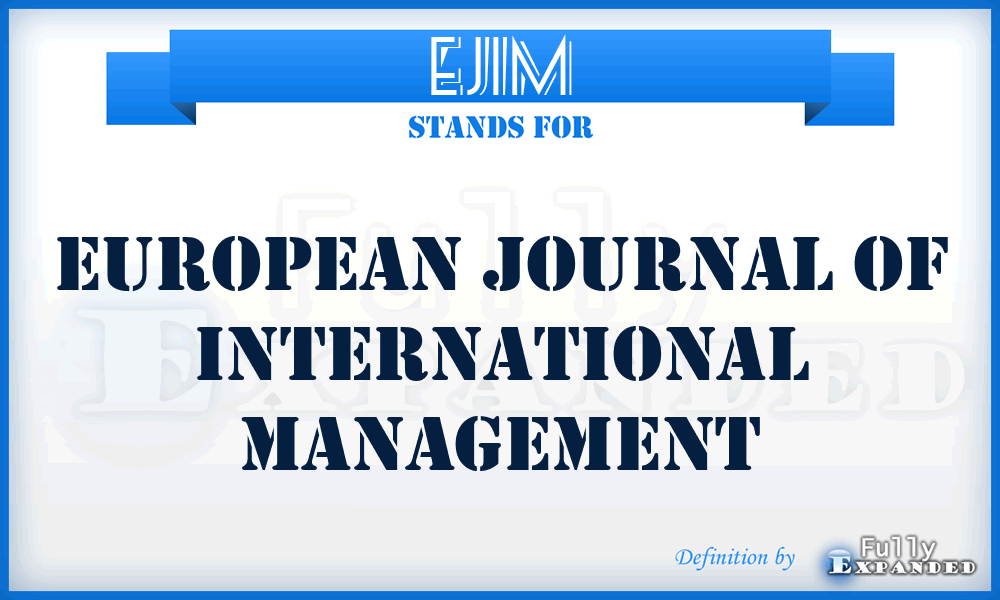 EJIM - European Journal of International Management