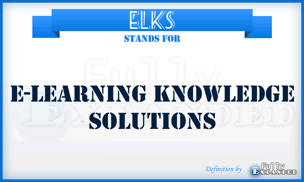 ELKS - E-Learning Knowledge Solutions