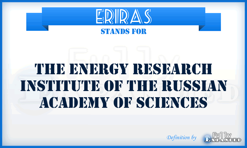 ERIRAS - The Energy Research Institute of the Russian Academy of Sciences