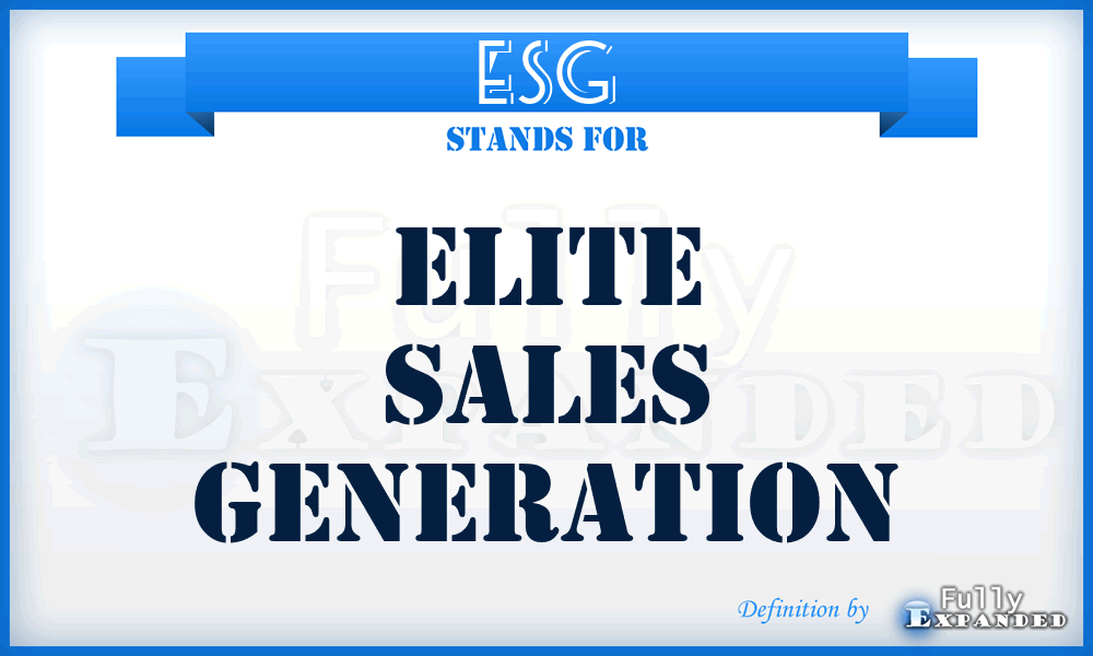 ESG - Elite Sales Generation