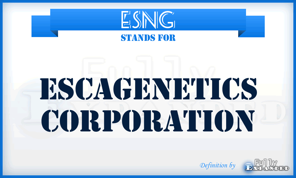 ESNG - Escagenetics Corporation