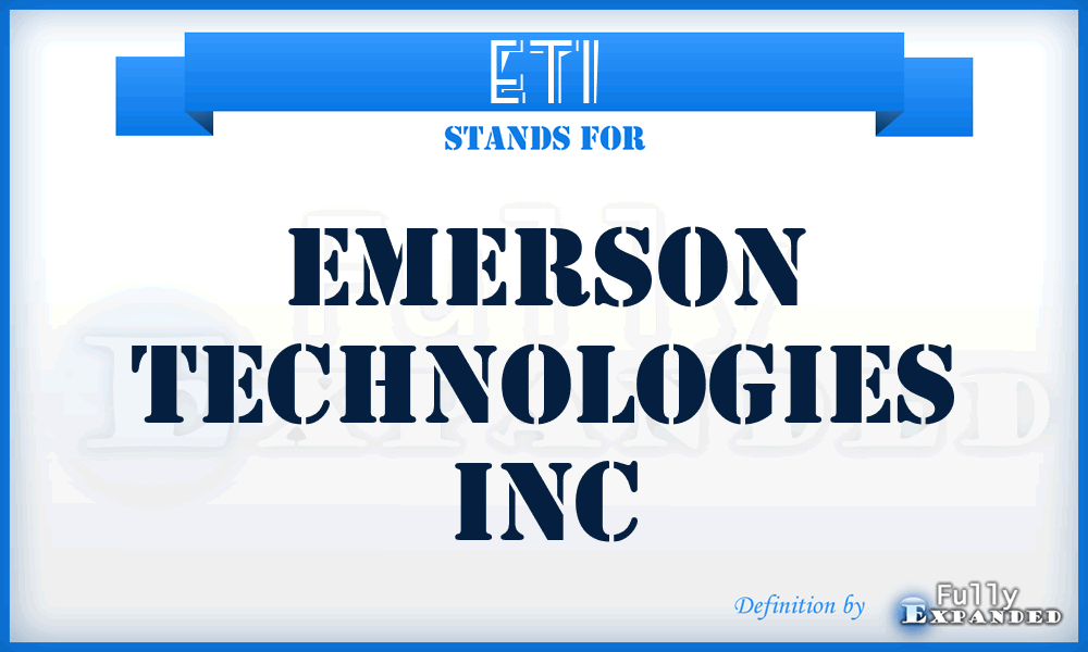 ETI - Emerson Technologies Inc